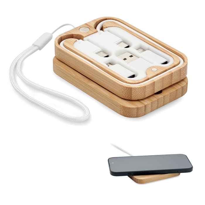 Chargeur sans fil 15W bambou
