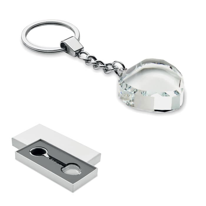 Porte-clés cœur en verre